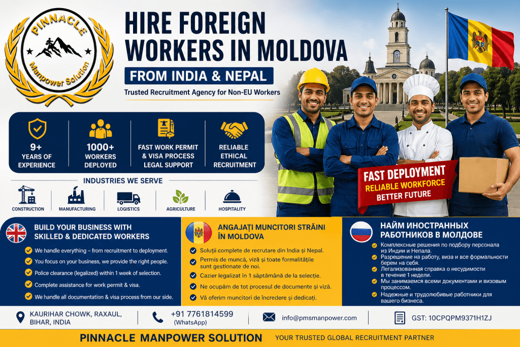 Hire Indian Workers in Moldova | Indian Recruitment Agency